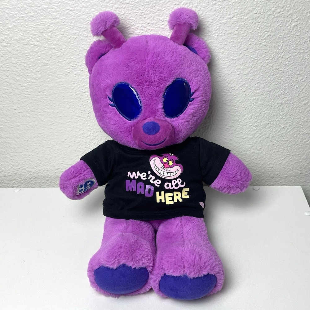 2023 Build A Bear Purple Bearlien Alien 18" Plush Disney Cheshire Cat Shirt